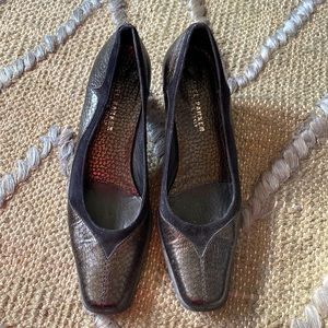 JOEL PARKER BLACK SUEDE METALLIC DRESS SHOES